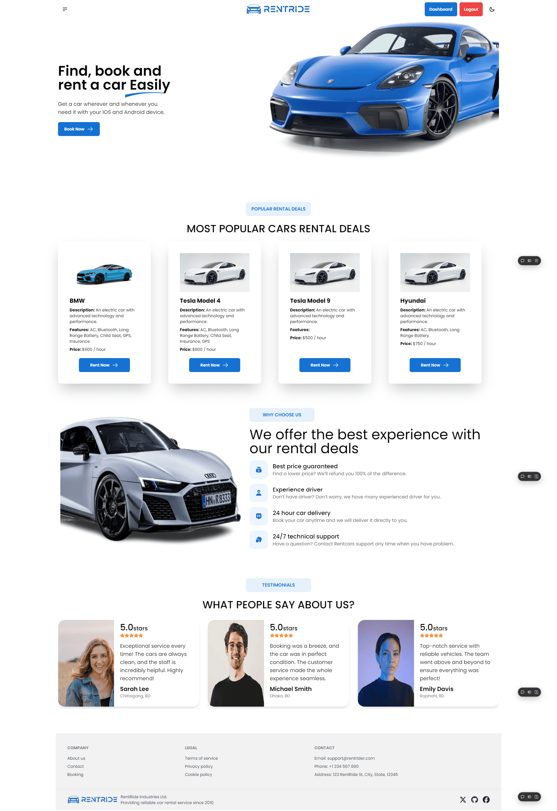 RentRide - The best Car Rental Website